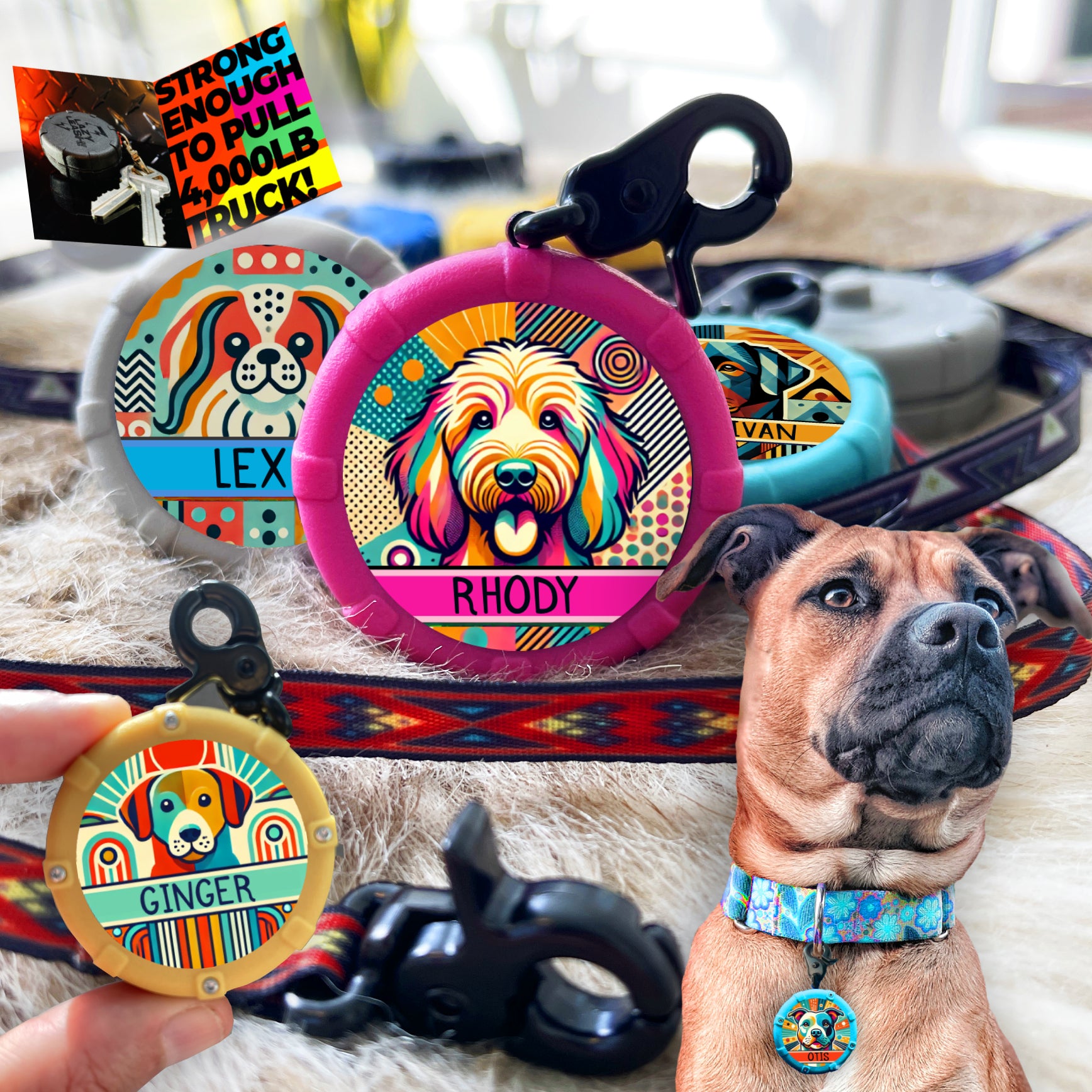 限定パターカバーリーシュFrosty Pints Rubber Leash Customized Mini Dog Leash – Personalized Clip-On Pocket Leash (All